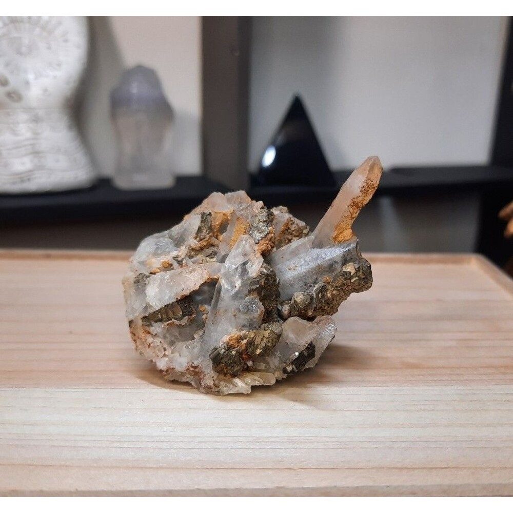 Natural Multi-Mineral Cluster: Quartz, Pyrite, Sphalerite with Golden Limonite - Picture 3 of 7